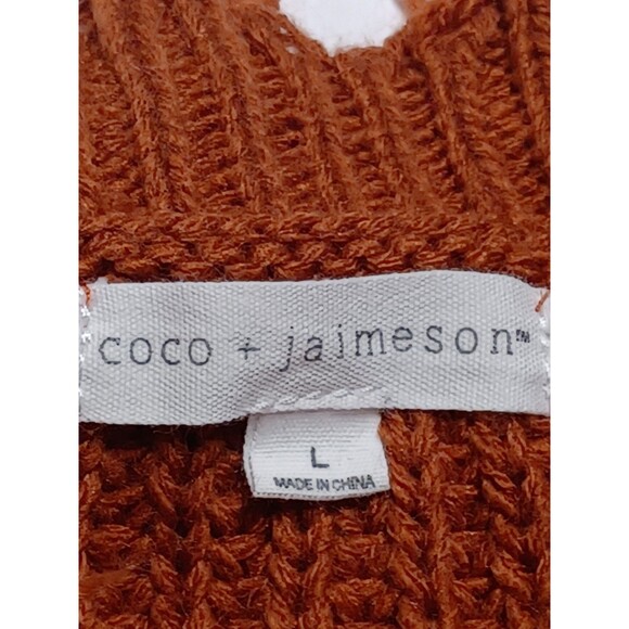 Coco Jaimeson Women's Cropped Copper Spice Frayed Trim Pullover Sweater Large - Picture 7 of 9